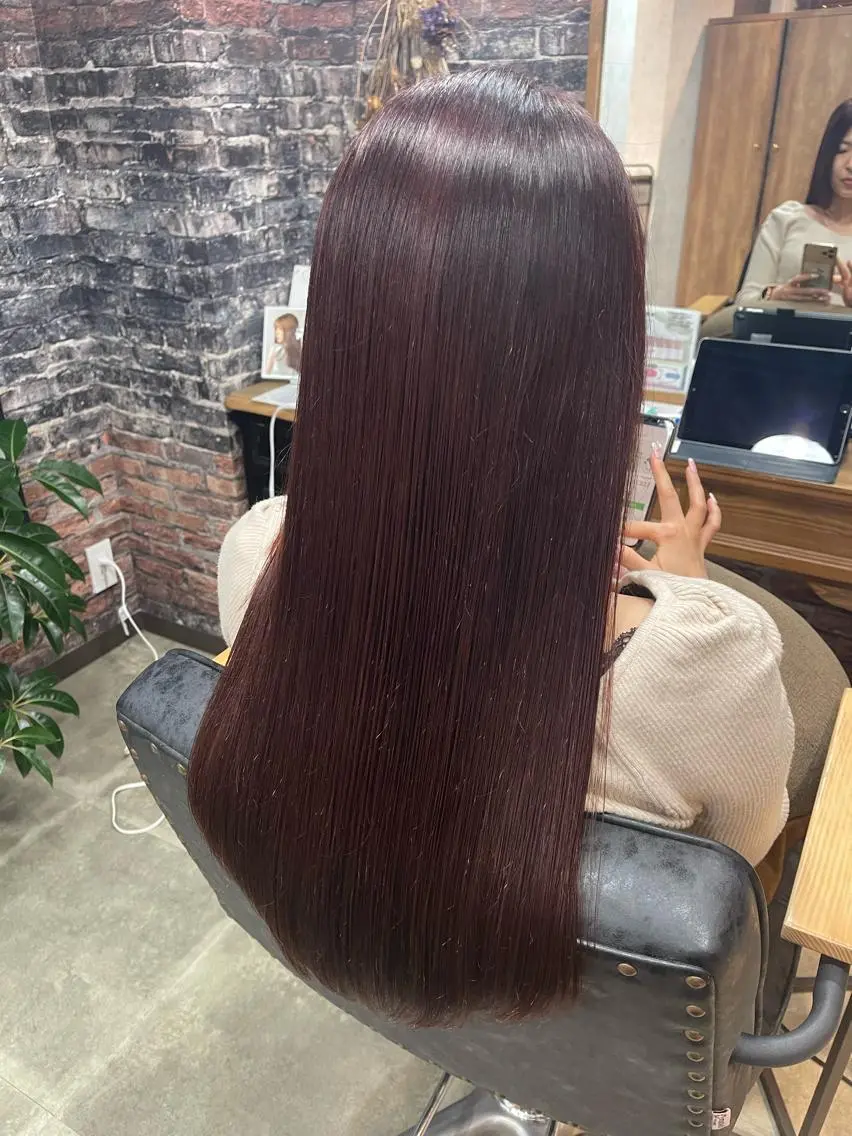 ロング カラー ヘアカラー かめい りなのヘアスタイル