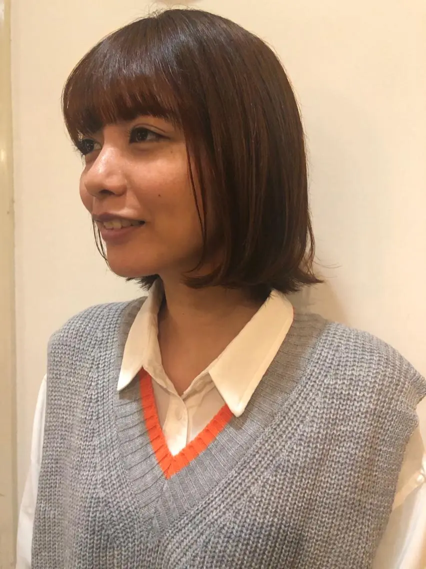 ミディアム カラー 顔周りカット eri kinjoのヘアスタイル
