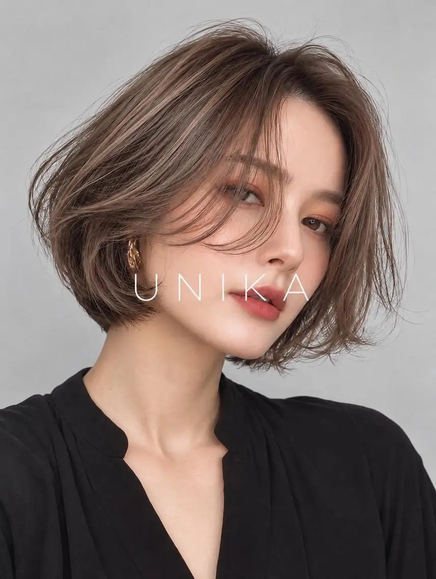 ミディアム カット ヘアカラー 安本 弥生のヘアスタイル