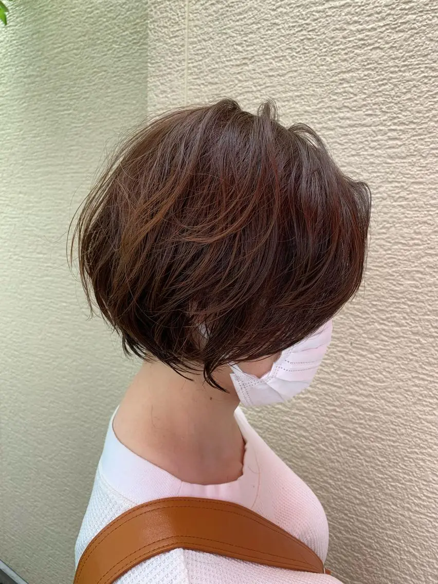 ショート カラー パーマ ショートボブ ボブ ショートヘア ニュアンスパーマ 大野 智亜里のヘアスタイル