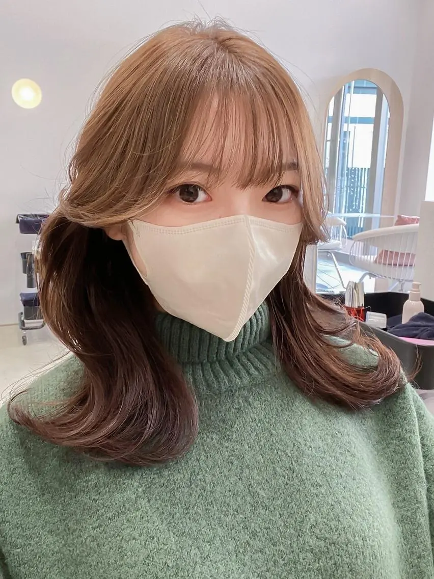 ミディアム 顔周りカット 韓国風ヘア レイヤーカット カット トリートメント だいや/メンズパーマ メンズカット/名古屋のヘアスタイル