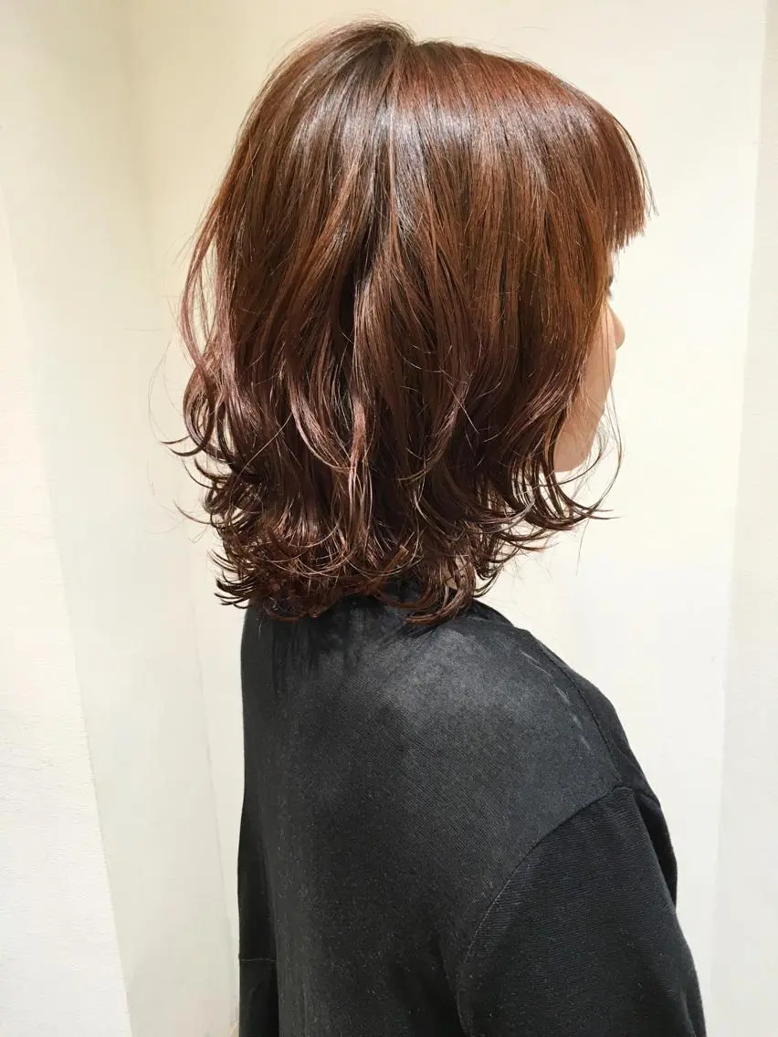 ミディアム カラー オレンジ ピンクカラー ディレクター ノナカのヘアスタイル