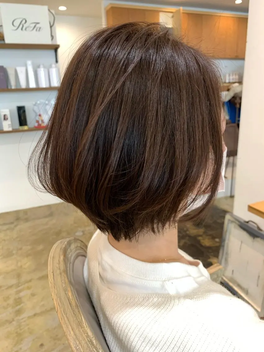 ショート ボブ カット ヘアカラー トリートメント 心斎橋/縮毛矯正/美 容師/unir 藤本のヘアスタイル