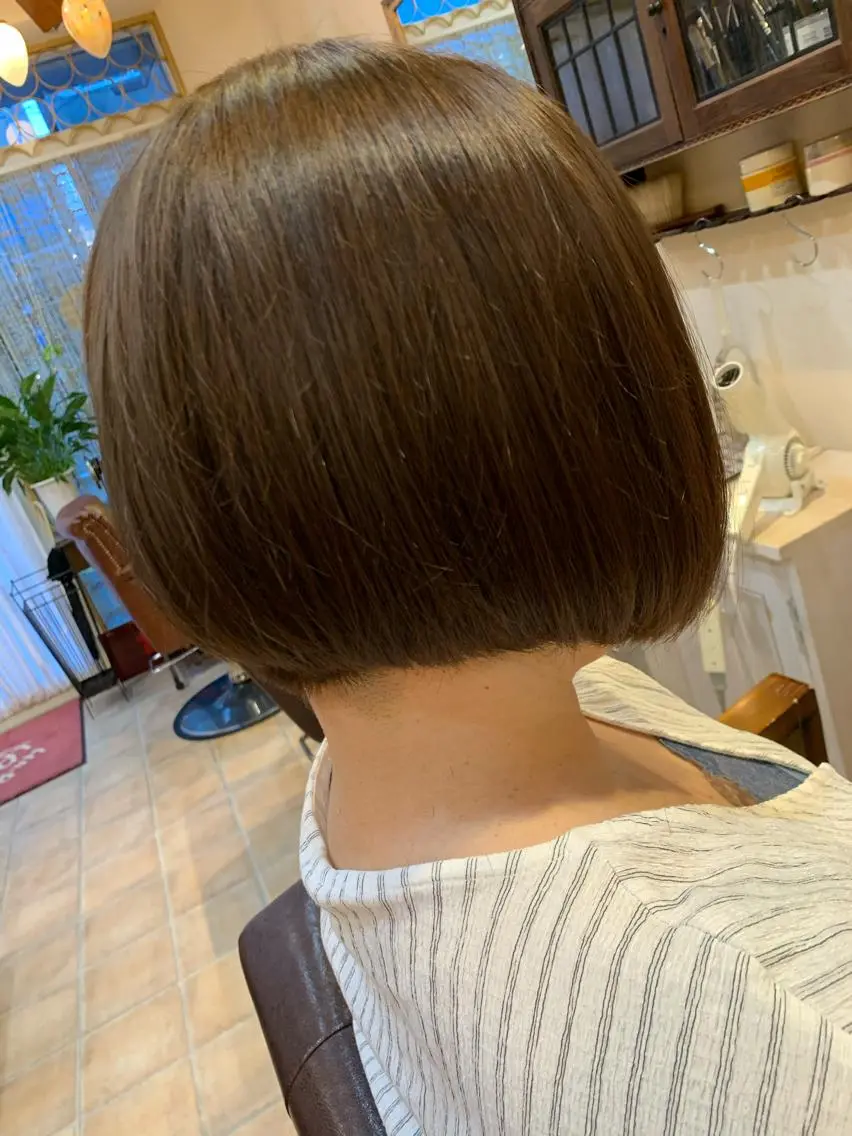 ショート カラー ブラウンカラー チェスナットブラウン 佐藤 俊夫のヘアスタイル