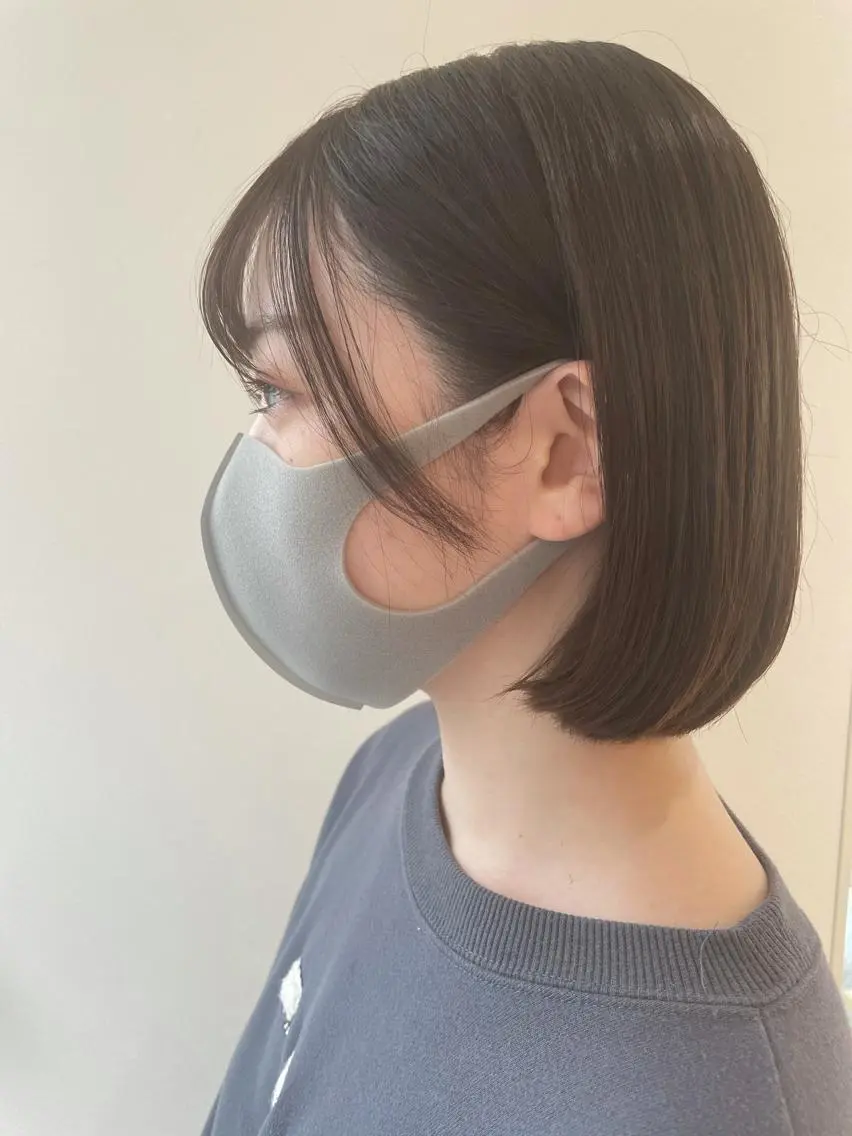 ミディアム カラー ベージュカラー オリーブベージュ オレンジ ボブ カット ヘアカラー 店長福島成美/髪質 改善縮毛矯正/カラーのヘアスタイル