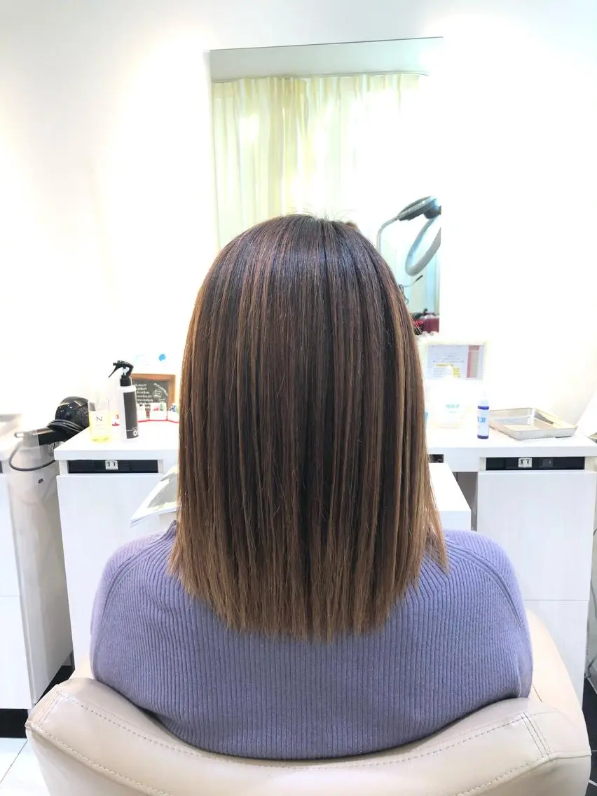 ミディアム パーマ くせ毛 縮毛矯正 安井　昴 💫ブリーチ縮毛矯正のヘアスタイル