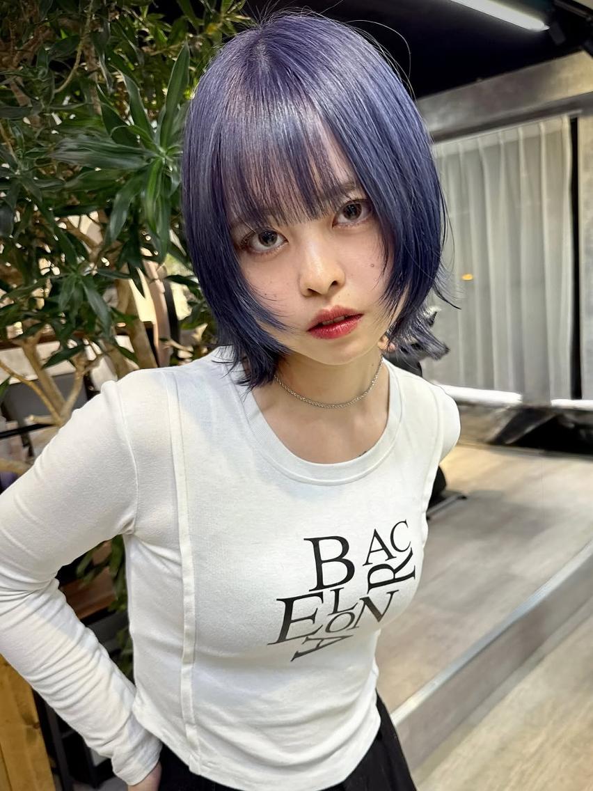 ミディアム カラー ブリーチ ケアブリーチ レイヤーカット ウルフカット ウルフ/レイヤー /ブリーチ/心斎橋のヘアスタイル