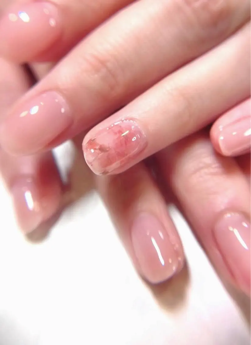 ネイル 桜ネイル ジェルネイル ワンカラーネイル パラジェル ピンク PRIMO<マツパ> 原宿/明治神宮前のマツエク・マツパデザイン