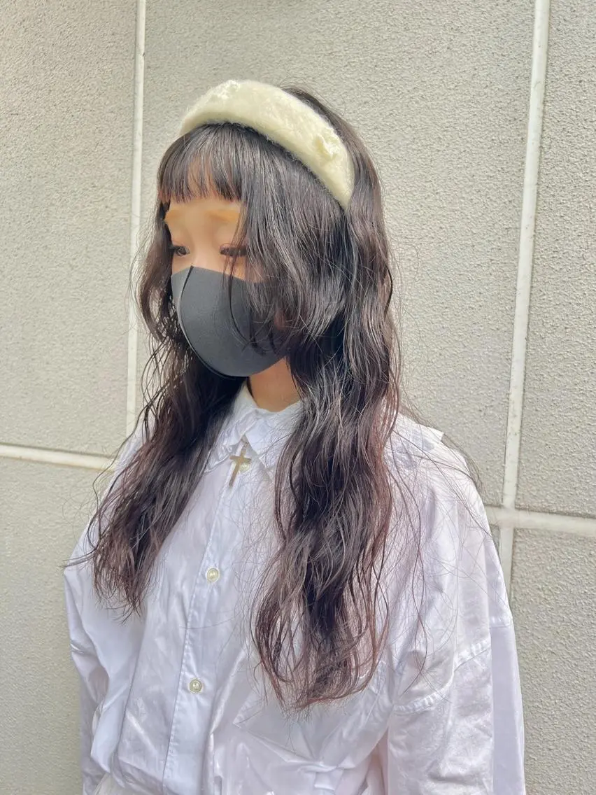 ロング カラー パーマ カット パーマ トリートメント 松坂 真衣のヘアスタイル