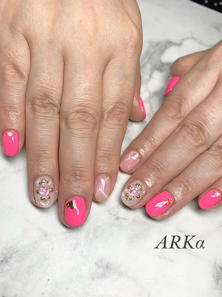ショート ネイル ハンドネイル Nailsalon ARKαのネイルデザイン