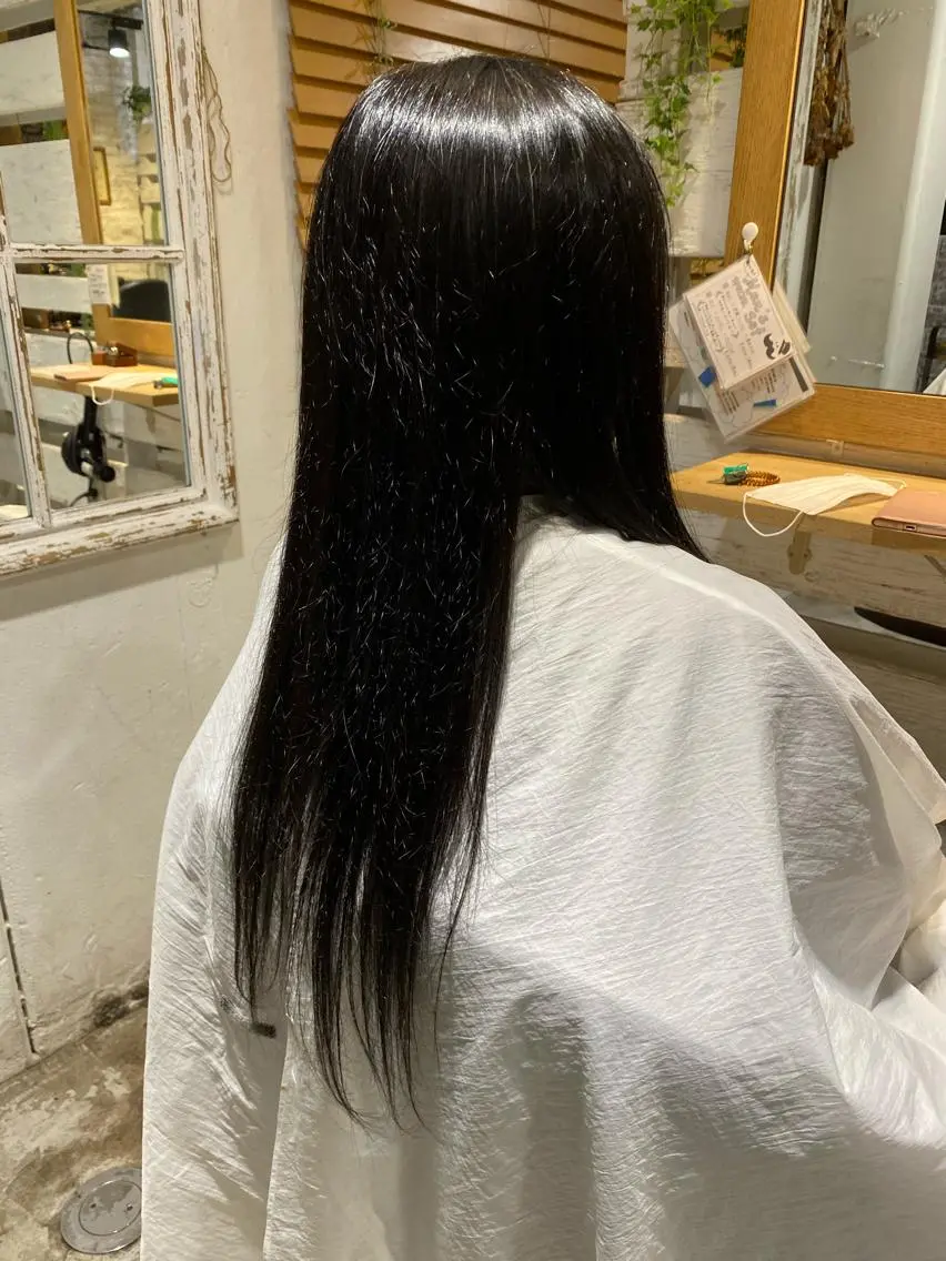 ロング カット 縮毛矯正 長濱 俊のヘアスタイル