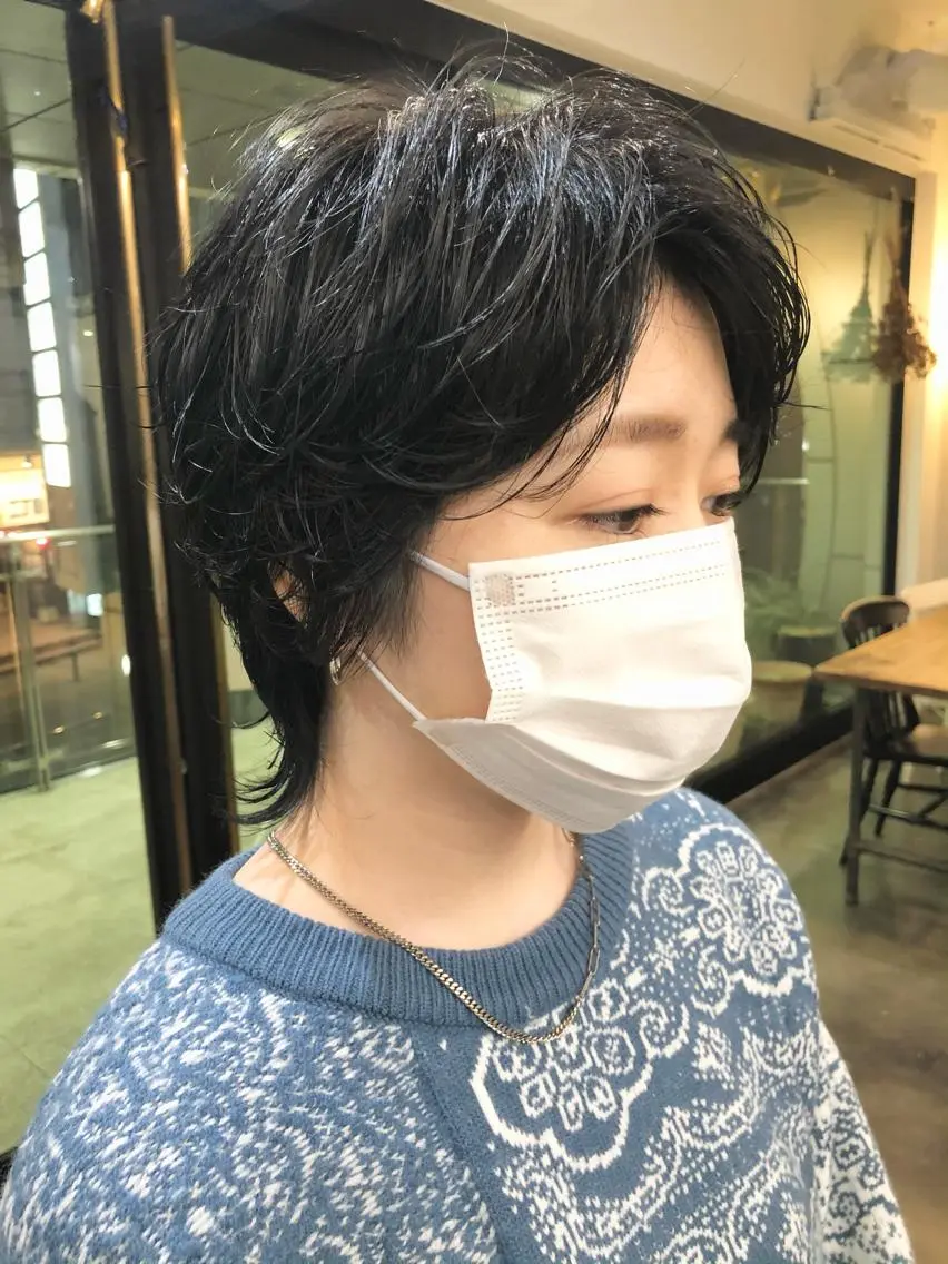 ショート パーマ ウルフカット カット パーマ 千葉 郁也のヘアスタイル