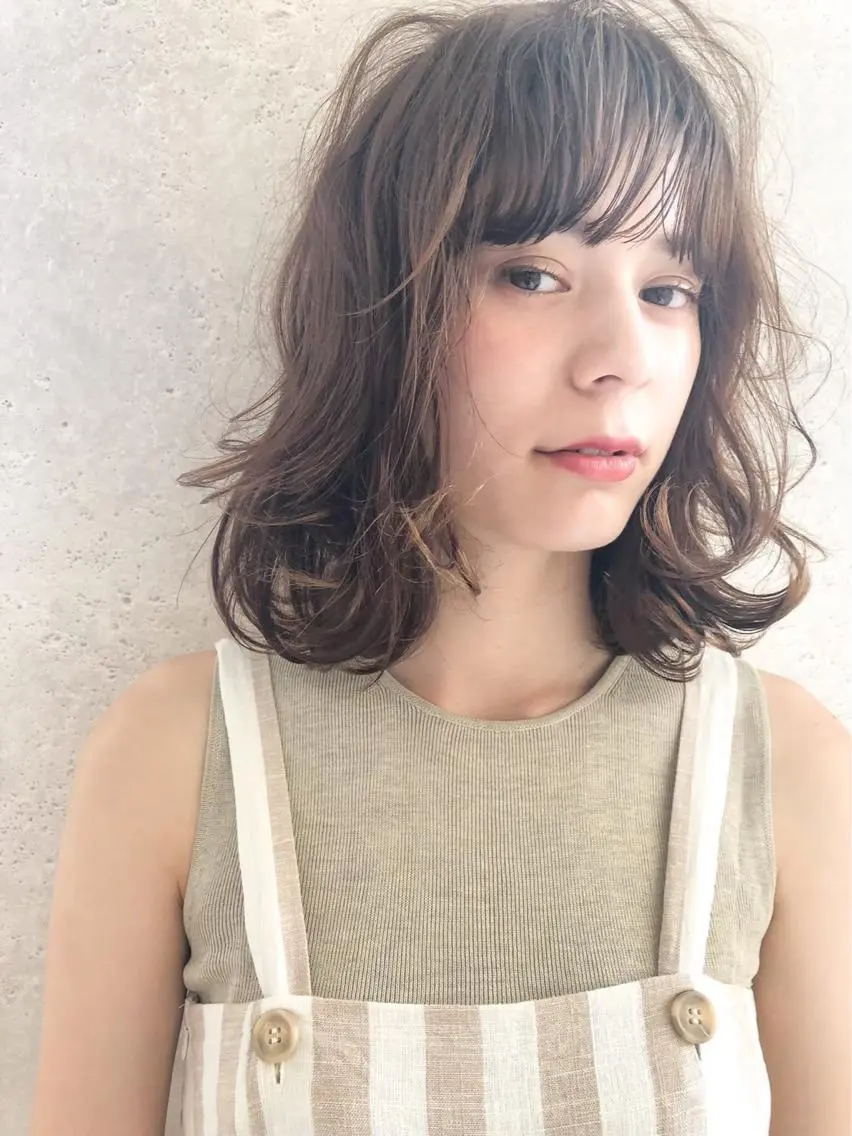 ミディアム パーマ カット ヘアカラー トリートメント ヘッドスパ ヘアセット 可愛いNo.1🌼 /misakiのヘアスタイル