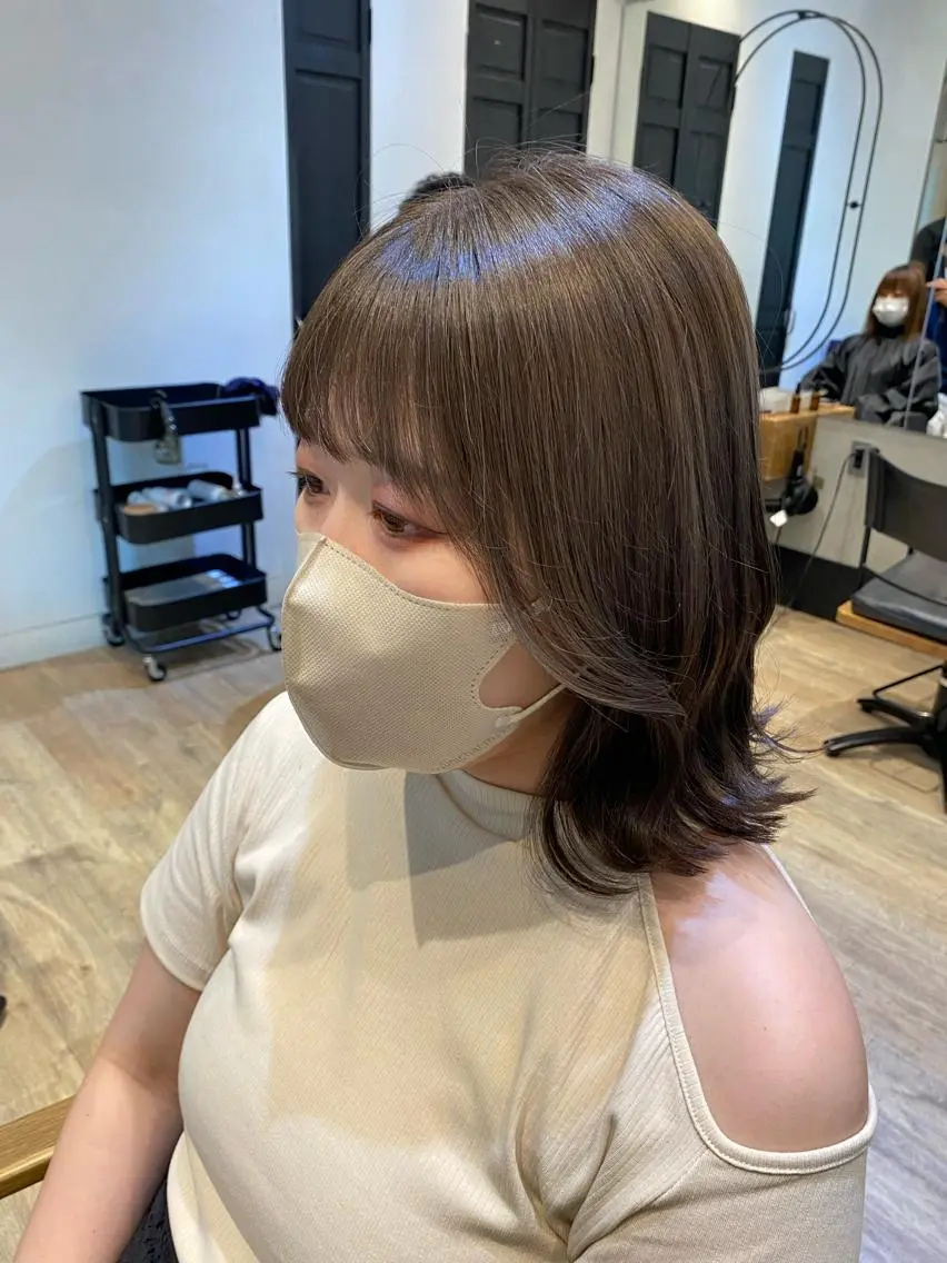 セミロング ヘアアレンジ カット ヘアカラー トリートメント 新宿/顔周りカット +レイヤー=しずく♩のヘアスタイル