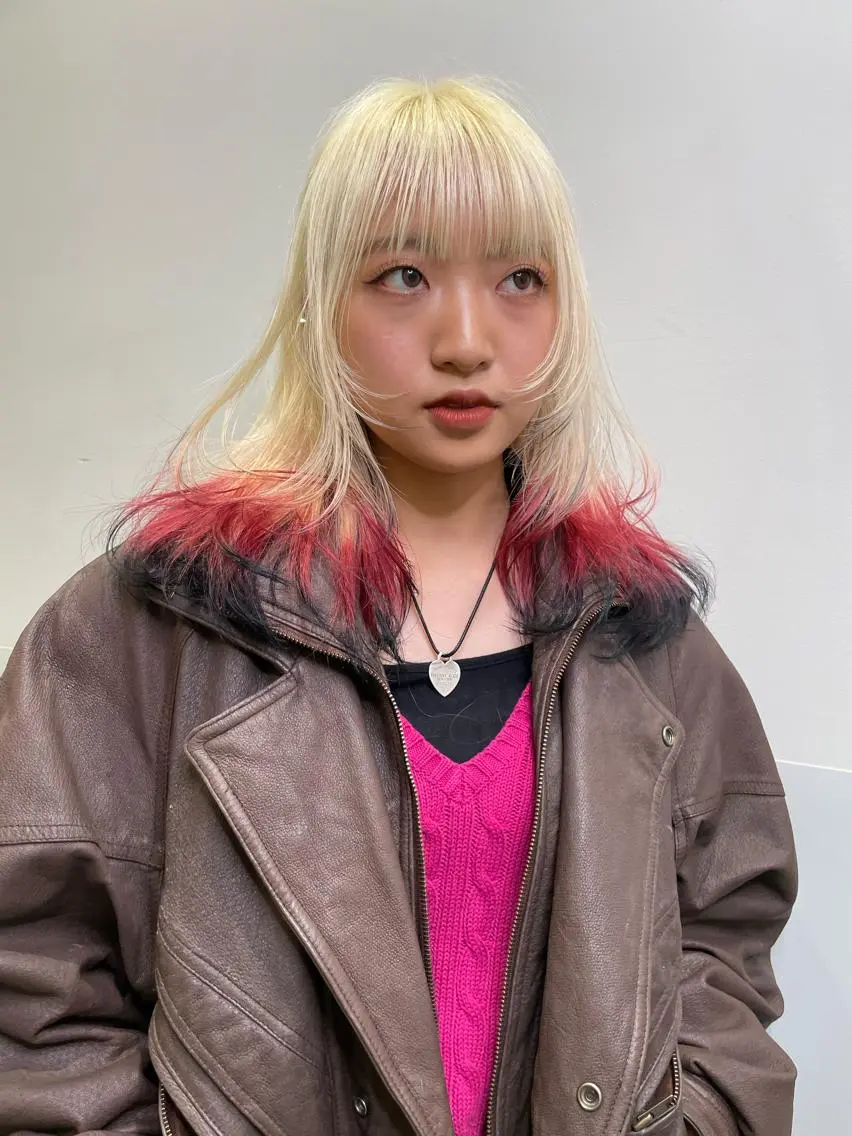 ミディアム カラー カット ヘアカラー トリートメント ブリーチ🧚 ボブ✍️レイヤーのヘアスタイル
