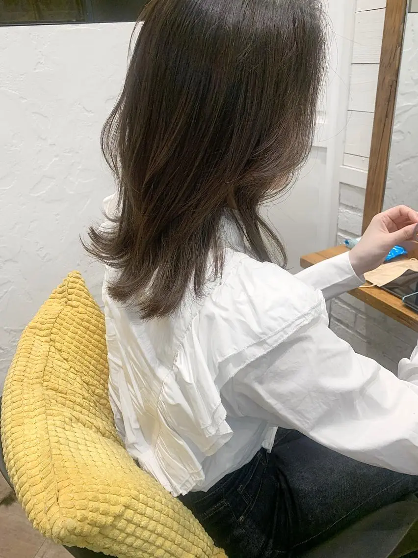 セミロング カラー ベージュカラー オリーブベージュ オリーブカラー 🌟アレンジが似合う カラー🌟Rumiのヘアスタイル