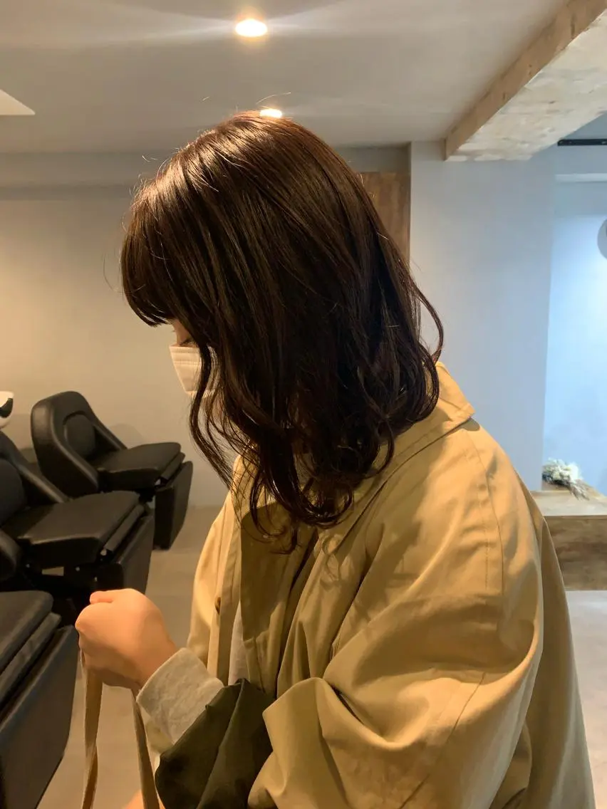 セミロング カラー パーマ ボブパーマコテ巻き風 パーマNo1深江秀平のヘアスタイル