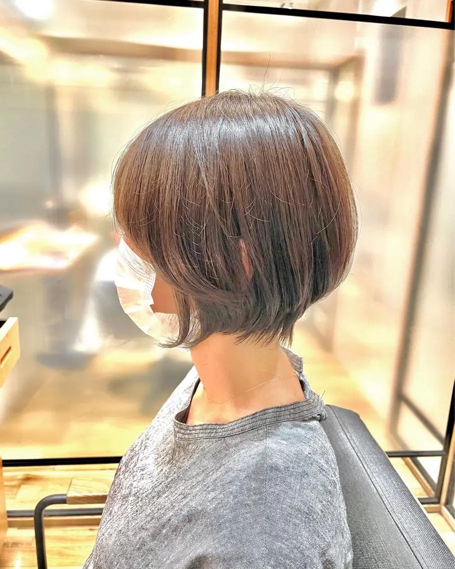 ミディアム ショートボブ ボブ ハイライト 髪質改善 シノハラ ガクト ショート/白髪ぼかしのヘアスタイル