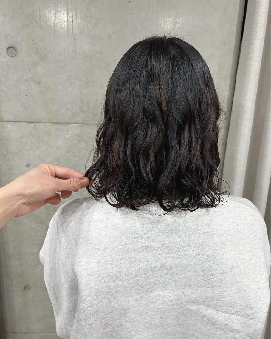 パーマ カット ヘアカラー パーマ ボブパーマコテ巻き風 パーマNo1深江秀平のヘアスタイル
