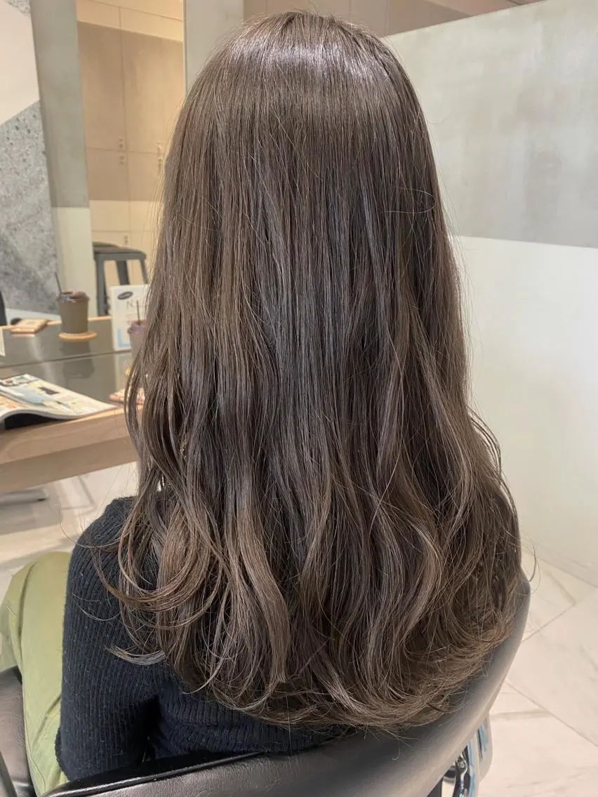 ロング ヘアカラー トリートメント ヘッドスパ ヘアセット オリーブ カラー✨有坂映哉のヘアスタイル