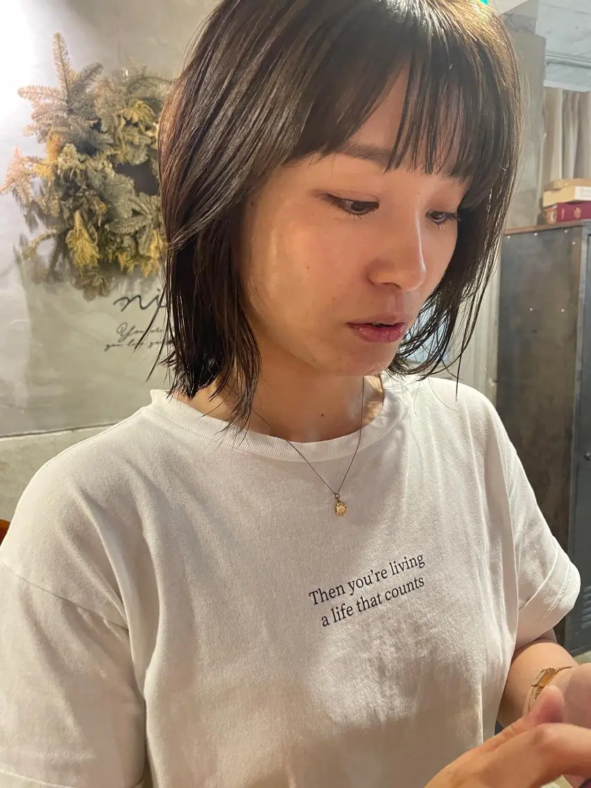ミディアム カット ヘアカラー トリートメント ayane⭐️ボブ・ ショート・パーマのヘアスタイル
