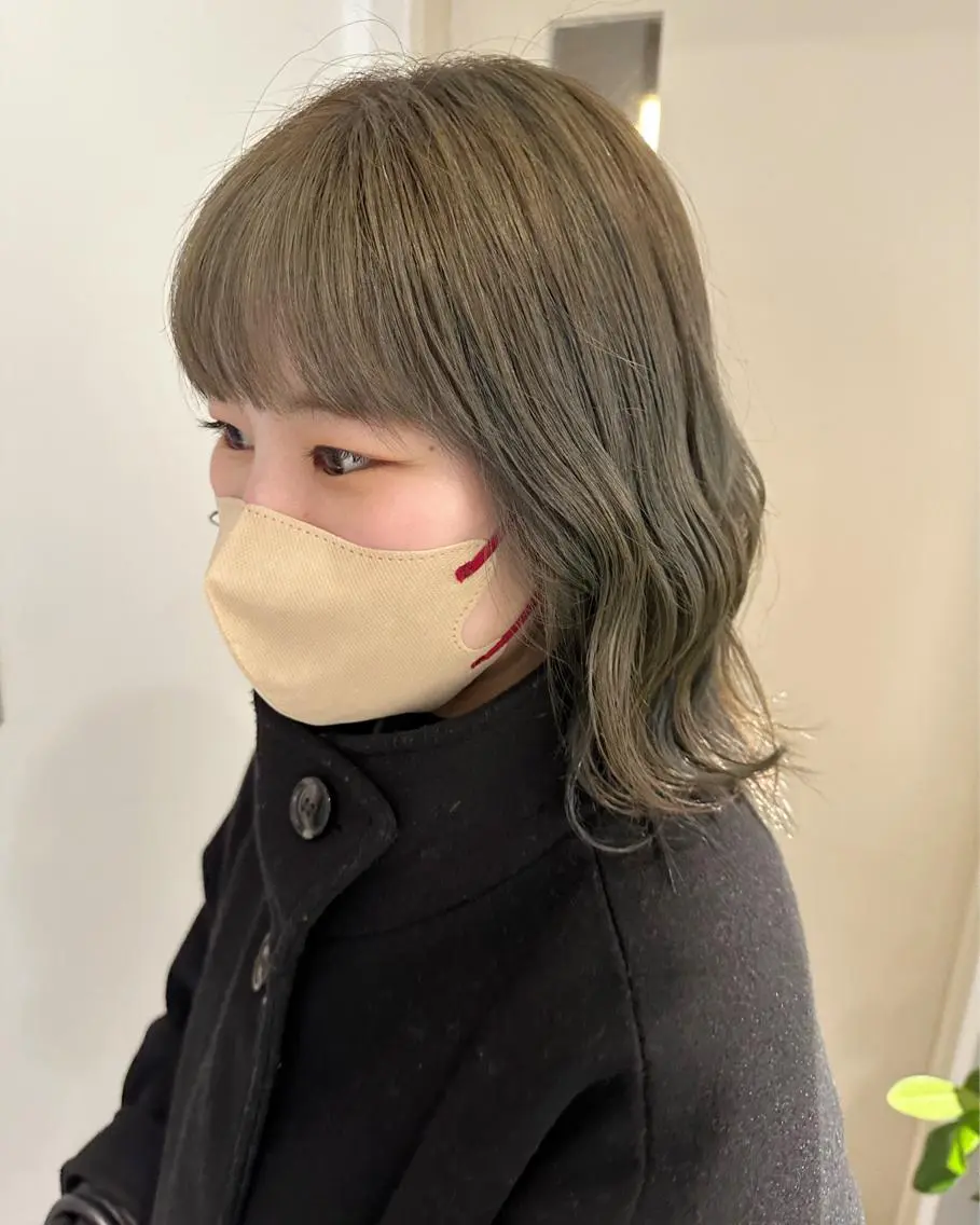 セミロング カラー ベージュカラー 透明感カラー オリーブベージュ ヘアカラー トリートメント ヘッドスパ ヘアセット オリーブ透明感カラー 表参道/MIKUのヘアスタイル