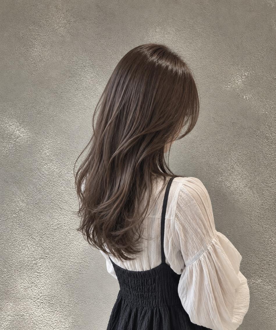 ロング カラー ロングレイヤー ショコラグレージュ グレージュ 韓国風ヘア レイヤーカット 脇田 麗乃のヘアスタイル