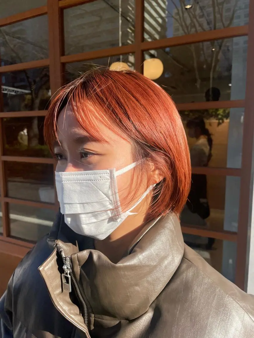 ショート カラー アプリコットブラウン ブリーチ ブラウンカラー ダブルカラー ハイトーンカラー 若林 良のヘアスタイル
