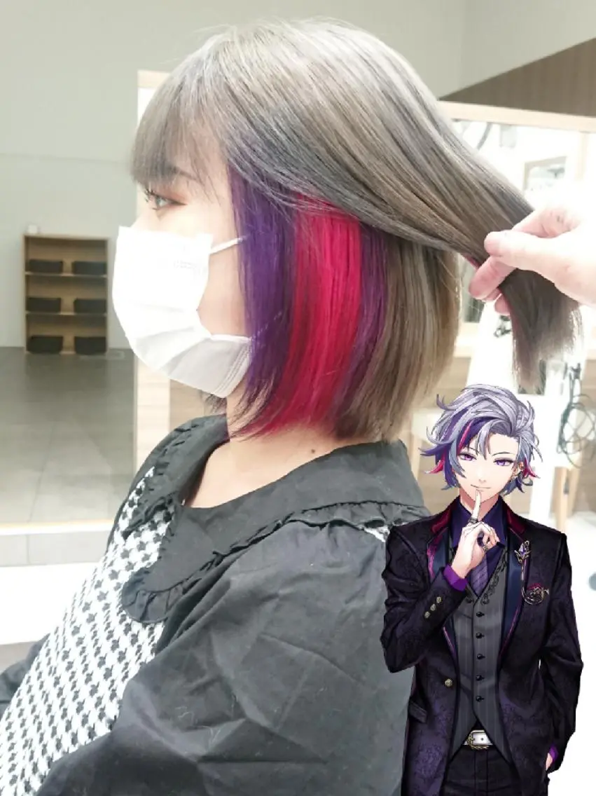 ミディアム カラー ブリーチ ケアブリーチ インナーカラー ピンクカラー バイオレットカラー あらげ 🌈推しカラー🌈ᵕのヘアスタイル