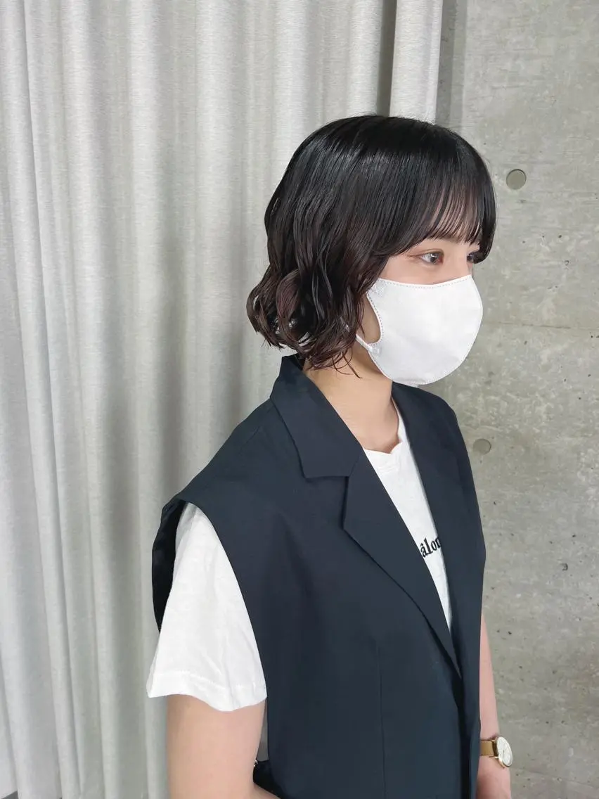 ショート パーマ カット パーマ トリートメント ボブパーマコテ巻き風 パーマNo1深江秀平のヘアスタイル