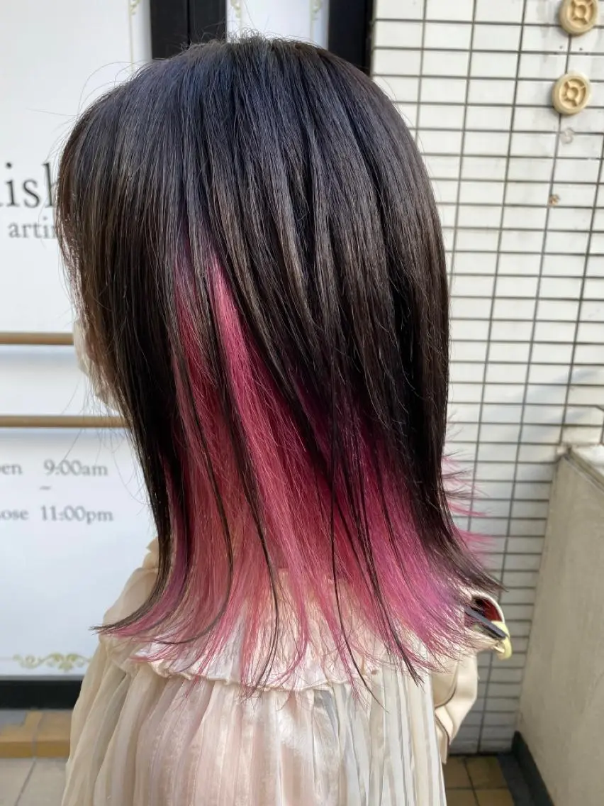 ミディアム カラー ケアカラー インナーカラー ピンクカラー 【髪質改善】加藤 崇徳のヘアスタイル