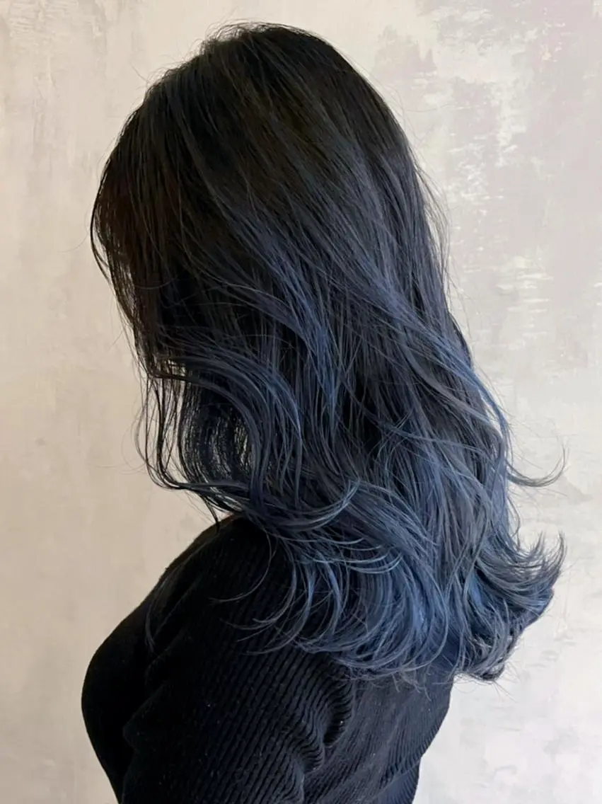 セミロング カラー パーマ ヘアアレンジ バレイヤージュ ブルーカラー レイヤーカット カット ヘアカラー トリートメント ITbyALBUM 浦和店のヘアスタイル