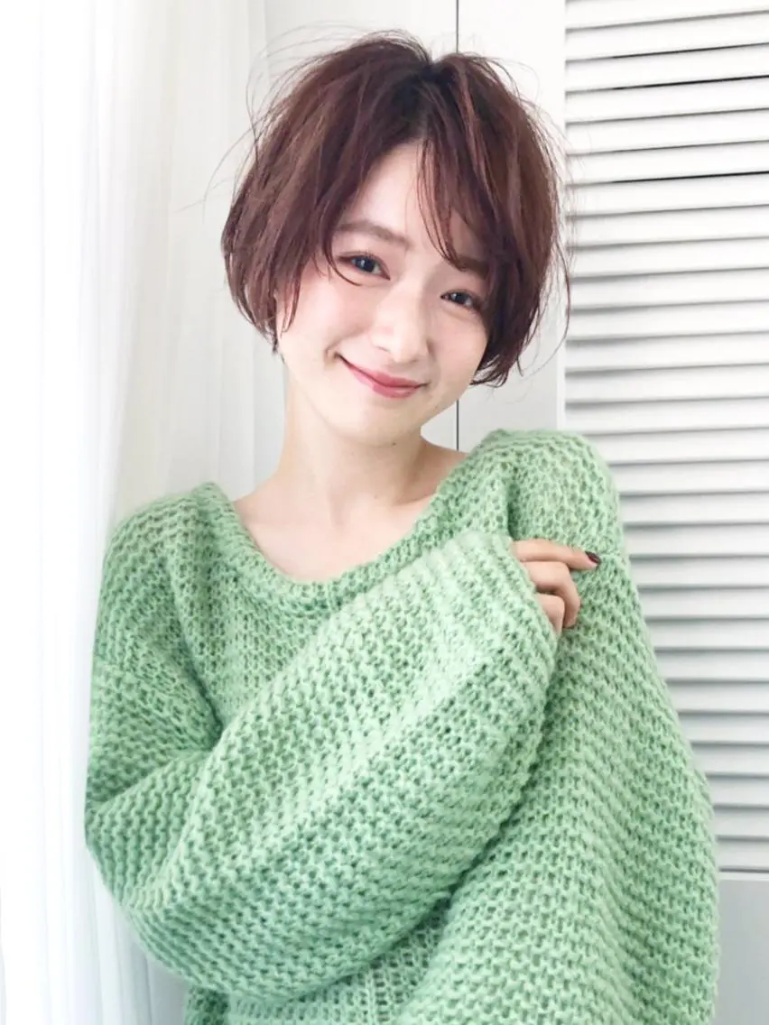 ショート カラー パーマ ヘアアレンジ ショートヘア ニュアンスパーマ ITbyALBUM 中野店のヘアスタイル