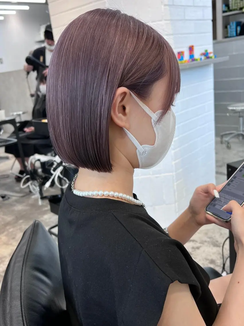 ショート カラー ヘアアレンジ アッシュ ブリーチ ラベンダーカラー ラベンダーアッシュ 天神レイヤーカット No.1💖マユカのヘアスタイル