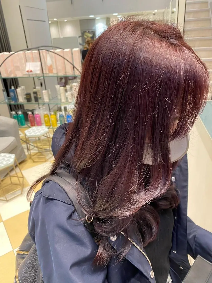 ロング カラー ピンクカラー ヘアカラー トリートメント ヘアセット 💜髪質改善美髪💜 星野清光のヘアスタイル
