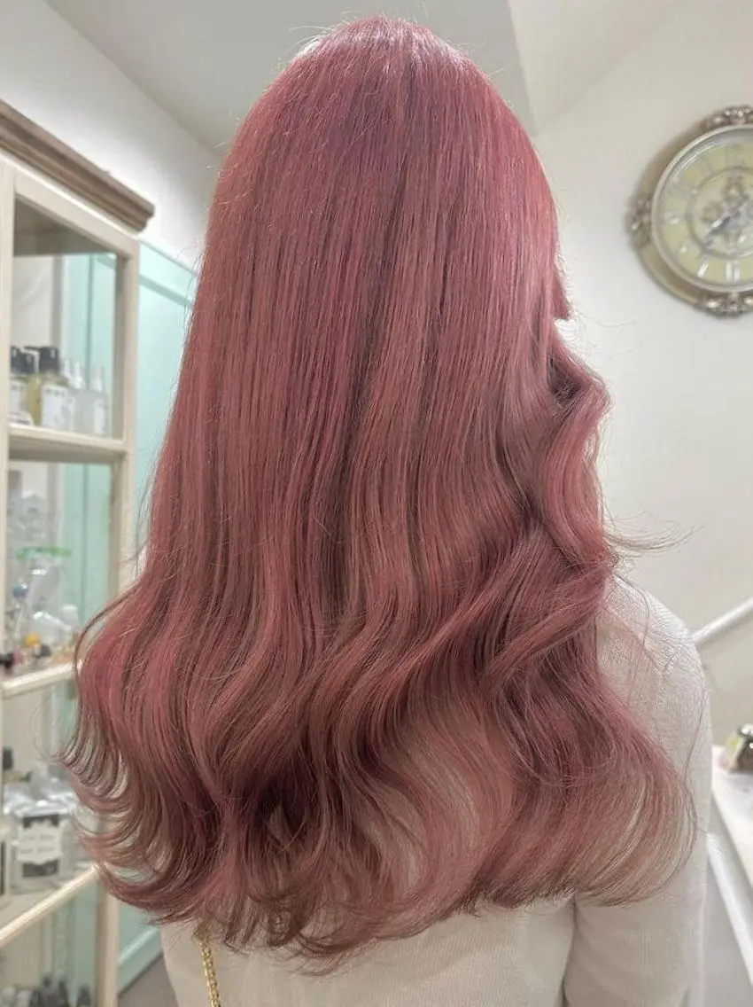 ロング カラー ブリーチ ブラウンカラー インナーカラー ピンクカラー ORIKA 美容室のヘアスタイル