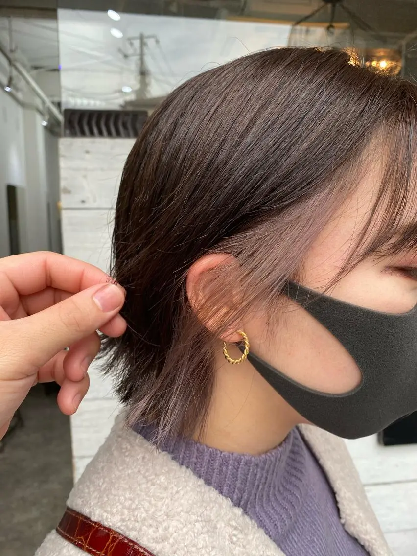 ショート カラー ベージュカラー インナーカラー ホワイトベージュ ヘアカラー トリートメント 森貴裕/ベージュ/ パーマ/オリーブのヘアスタイル