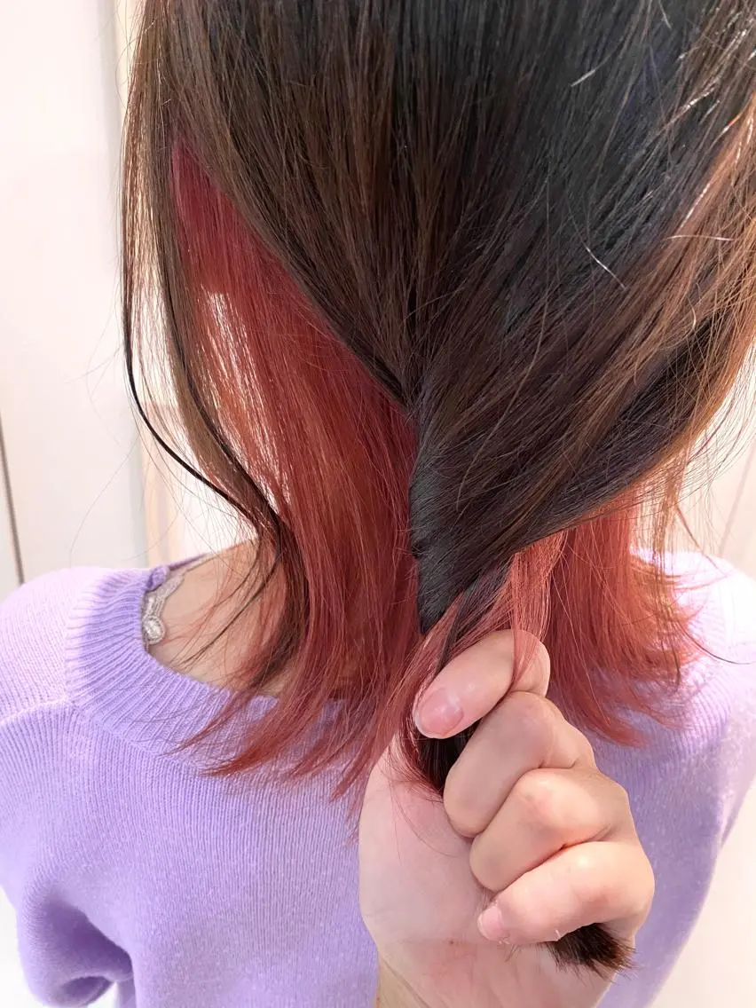 セミロング カラー アッシュ ピンクカラー ヘアカラー 川越 輝梨奈のヘアスタイル