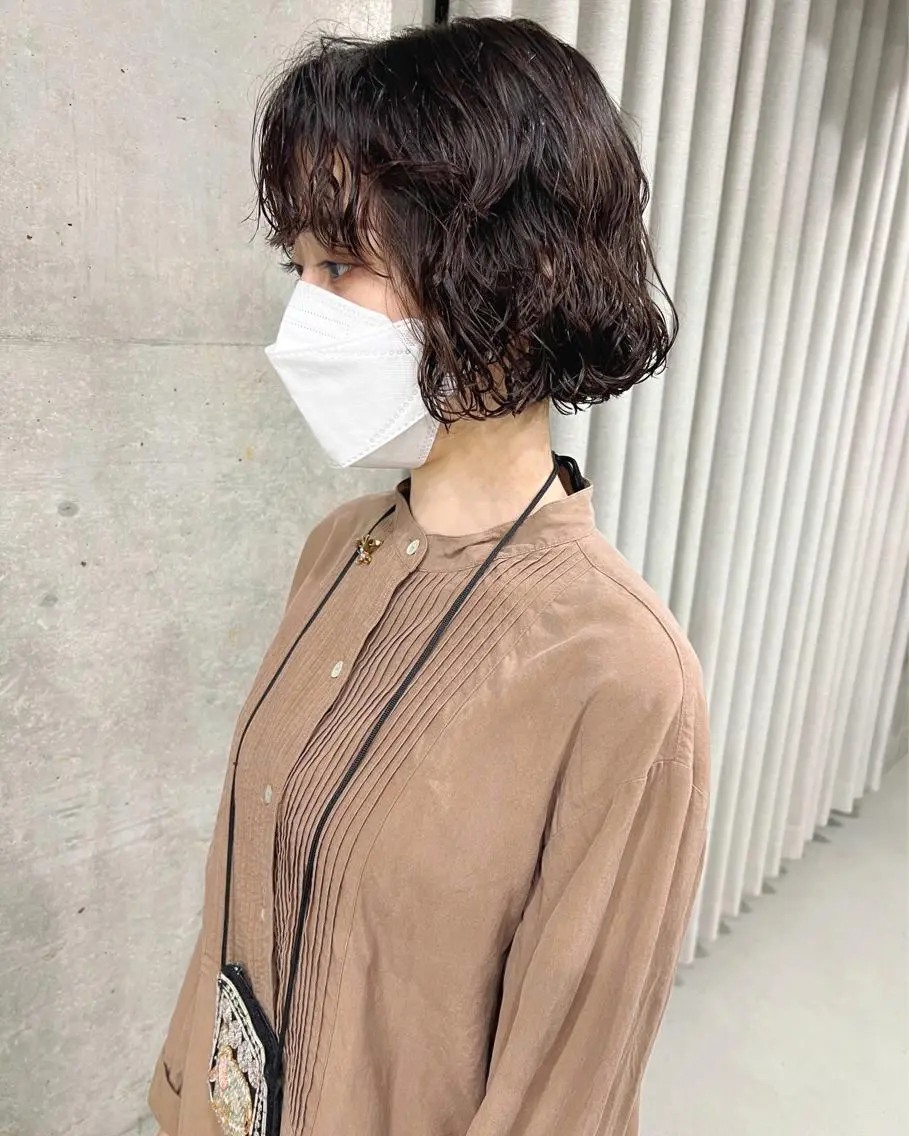 ショート パーマ カット パーマ トリートメント ボブパーマコテ巻き風 パーマNo1深江秀平のヘアスタイル