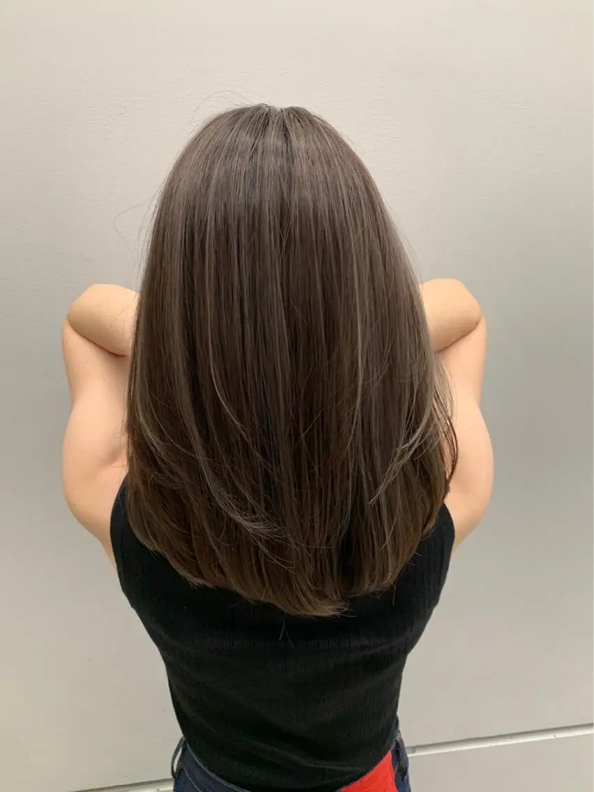 セミロング ハイライト 髪質改善 小顔カット 韓国ヘア🕊村上 ののこ🕊のヘアスタイル