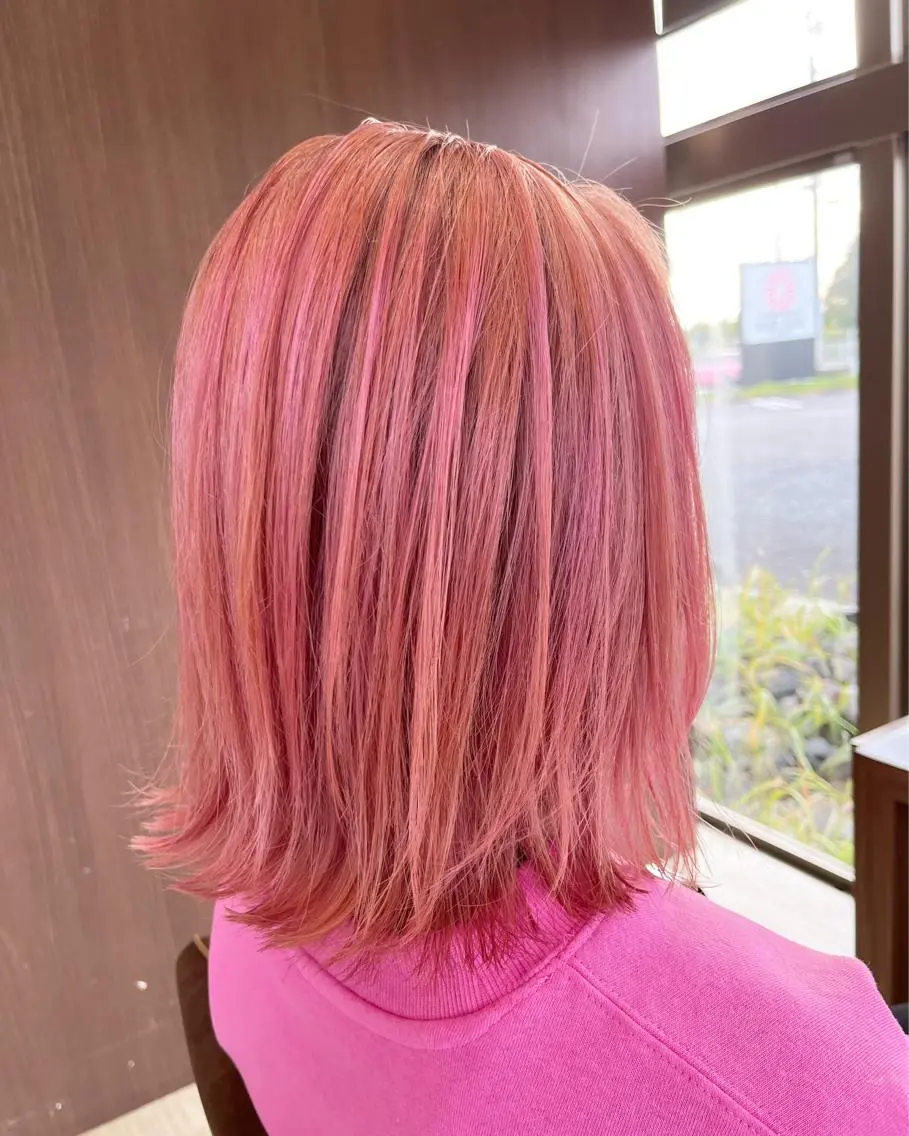 ミディアム カラー バレイヤージュ ピンクカラー レイヤーカット ヘアカラー 松崎 崇のヘアスタイル