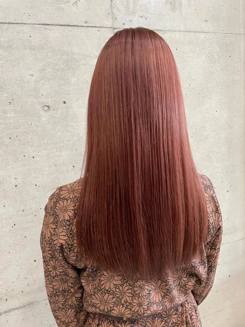 ロング カラー ピンクカラー ヘアカラー トリートメント 大栗 佑也  髪質改善のヘアスタイル