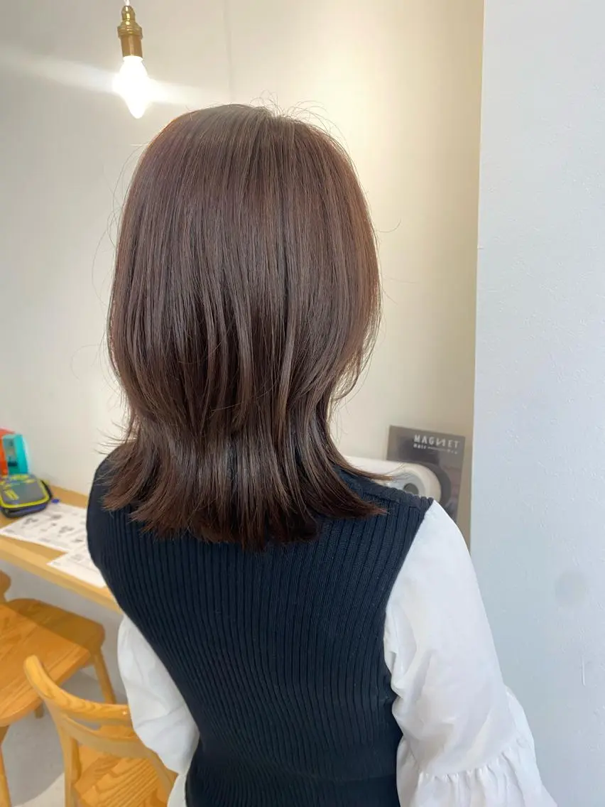 ミディアム カラー カット ヘアカラー トリートメント 安永 涼のヘアスタイル