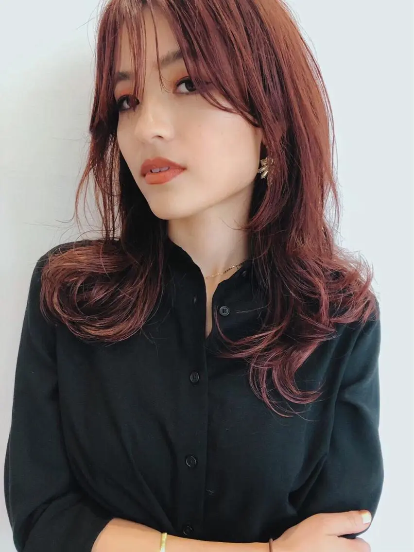 ミディアム 髪質改善/マツパ 垢抜け透明カラー衣笠のヘアスタイル
