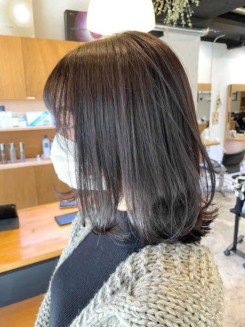 ミディアム カラー カット ヘアカラー トリートメント 🌿レイヤーボブ/パ ーマ🌿 木梨健太のヘアスタイル