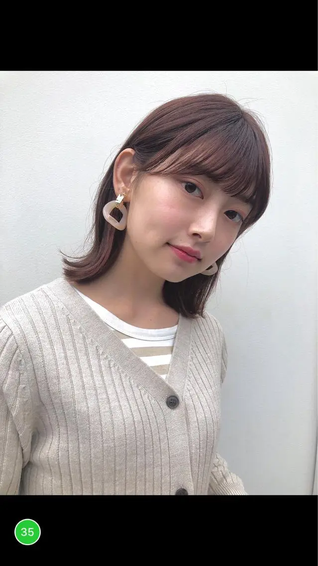 ミディアム ピンクブラウン 【韓国ヘア×透明感 カラー】笹谷 莉未のヘアスタイル