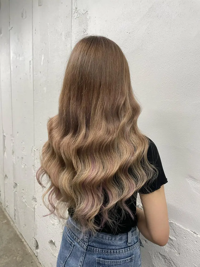 ロング カラー シールエクステ バレイヤージュ ミストバング ダブルカラー  フェイスフレーミング ヘアカラー エクステ 🧡艶髪/エクステ 🫧🧡YUKI❄️のヘアスタイル