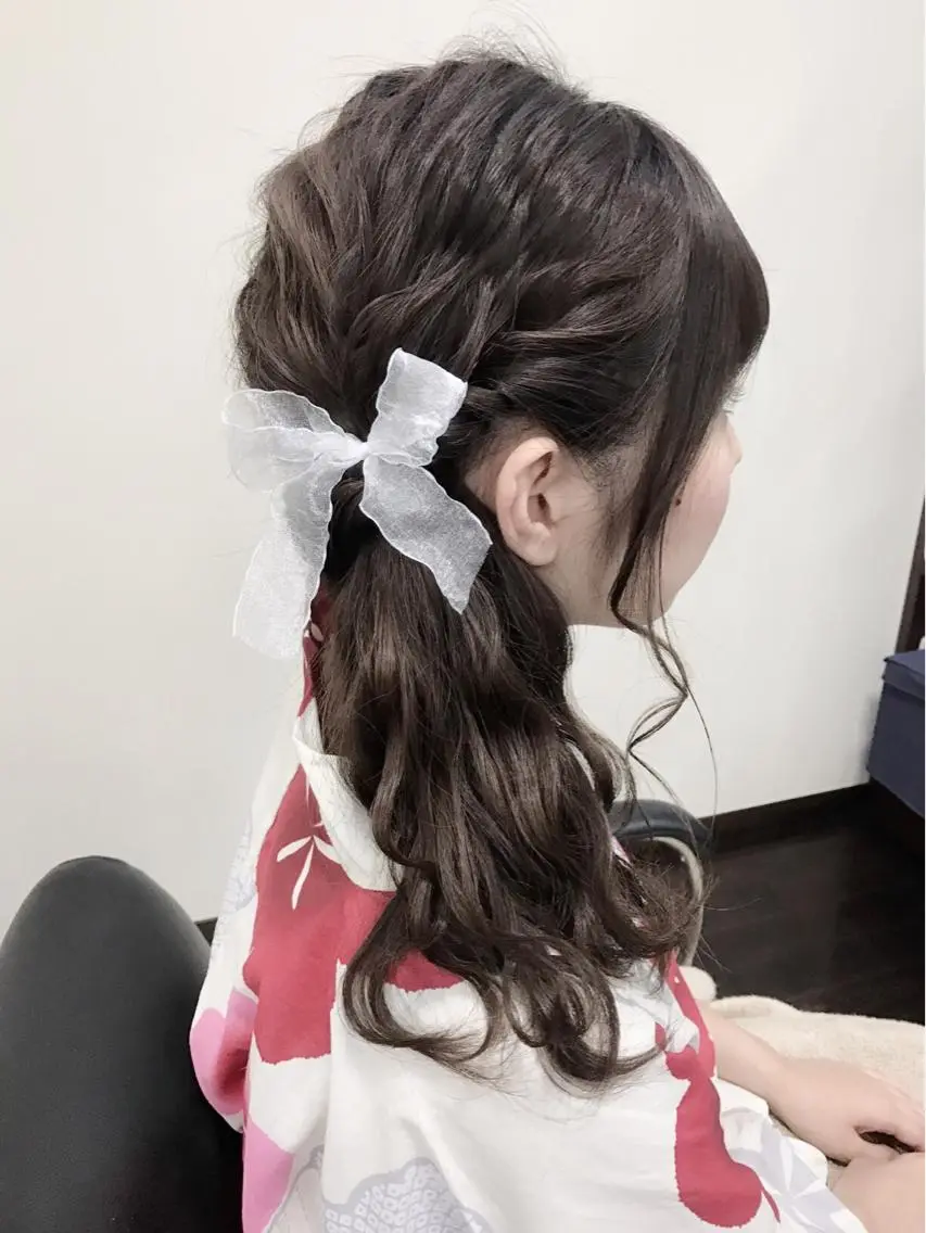セミロング ヘアアレンジ 浴衣 沢田 瞳のヘアスタイル