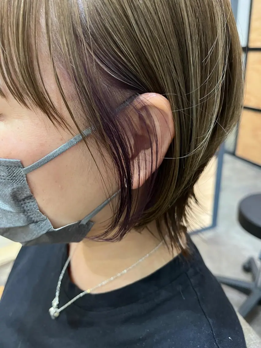ミディアム カラー パーマ ヘアアレンジ メンズ キッズ ネイル マツエク・マツパ アイブロウ ミディアムパーマ メンズパーマ ブラウンカラー ケアカラー 透明感カラー 久木原 ゆりのヘアスタイル