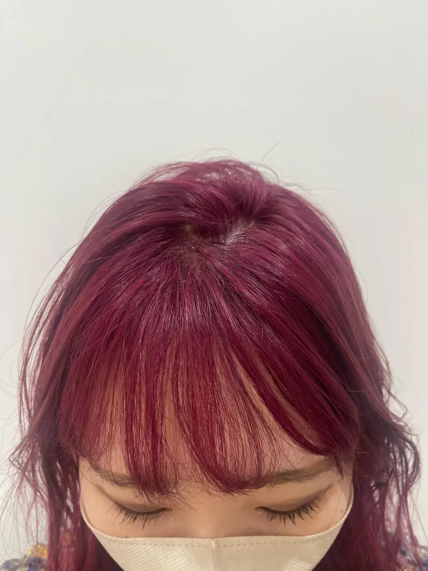 ミディアム ピンクラベンダー ヘアカラー ハイトーン🦄ネイル 💞のぶちのネイルデザイン